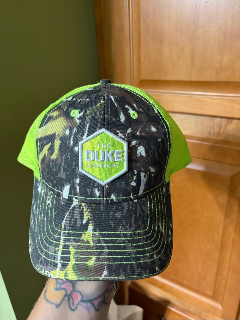 The Duke Company Neon Green Camo Trucker Hat